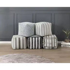 TUYOHW Pouf carré 16H, ottoman chic en jacquard pour salon, repose-pieds antidérapant, chaise pouf, capacité 136 kg, motif rayures zébrées