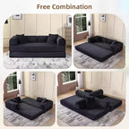 Canapé-lit convertible 4-en-1 MooxvMoo, futon pliable en velours côtelé avec cadre fixe et oreiller, pour salon, chambre, appartement