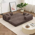 Canapé-lit convertible 4-en-1 MooxvMoo, futon pliable en velours côtelé avec cadre fixe et oreiller, pour salon, chambre, appartement
