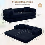 Canapé-lit convertible 4-en-1 MooxvMoo, futon pliable en velours côtelé avec cadre fixe et oreiller, pour salon, chambre, appartement