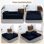 Canapé-lit convertible 4-en-1 MooxvMoo, futon pliable en velours côtelé avec cadre fixe et oreiller, pour salon, chambre, appartement