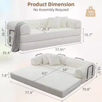 Canapé-lit convertible 4-en-1 MooxvMoo, futon pliable en velours côtelé avec cadre fixe et oreiller, pour salon, chambre, appartement