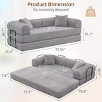 Canapé-lit convertible 4-en-1 MooxvMoo, futon pliable en velours côtelé avec cadre fixe et oreiller, pour salon, chambre, appartement
