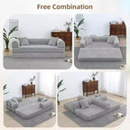 Canapé-lit convertible 4-en-1 MooxvMoo, futon pliable en velours côtelé avec cadre fixe et oreiller, pour salon, chambre, appartement