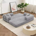 Canapé-lit convertible 4-en-1 MooxvMoo, futon pliable en velours côtelé avec cadre fixe et oreiller, pour salon, chambre, appartement