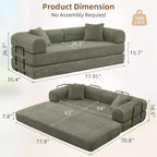 Canapé-lit convertible 4-en-1 MooxvMoo, futon pliable en velours côtelé avec cadre fixe et oreiller, pour salon, chambre, appartement