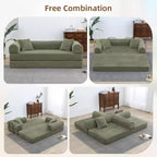 Canapé-lit convertible 4-en-1 MooxvMoo, futon pliable en velours côtelé avec cadre fixe et oreiller, pour salon, chambre, appartement