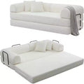 MooxvMoo 4-in-1 Convertible Queen Sleeper Sofa Bed, Foldable Corduroy Futon with Fixed Frame & Pillow, for Living Room, Bedroom, Apartment