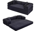 Canapé-lit convertible 4-en-1 MooxvMoo, futon pliable en velours côtelé avec cadre fixe et oreiller, pour salon, chambre, appartement
