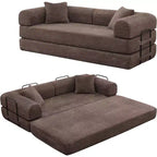 Canapé-lit convertible 4-en-1 MooxvMoo, futon pliable en velours côtelé avec cadre fixe et oreiller, pour salon, chambre, appartement