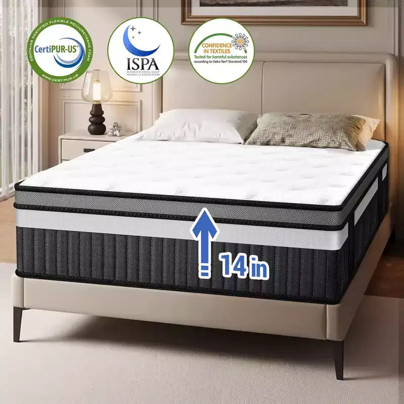 King Size Mattress,14 Inch King Mattress in a Box, Gel Memory Foam Mattresses for Cooling Night Sleep, Comfort Support and Pressure Relief