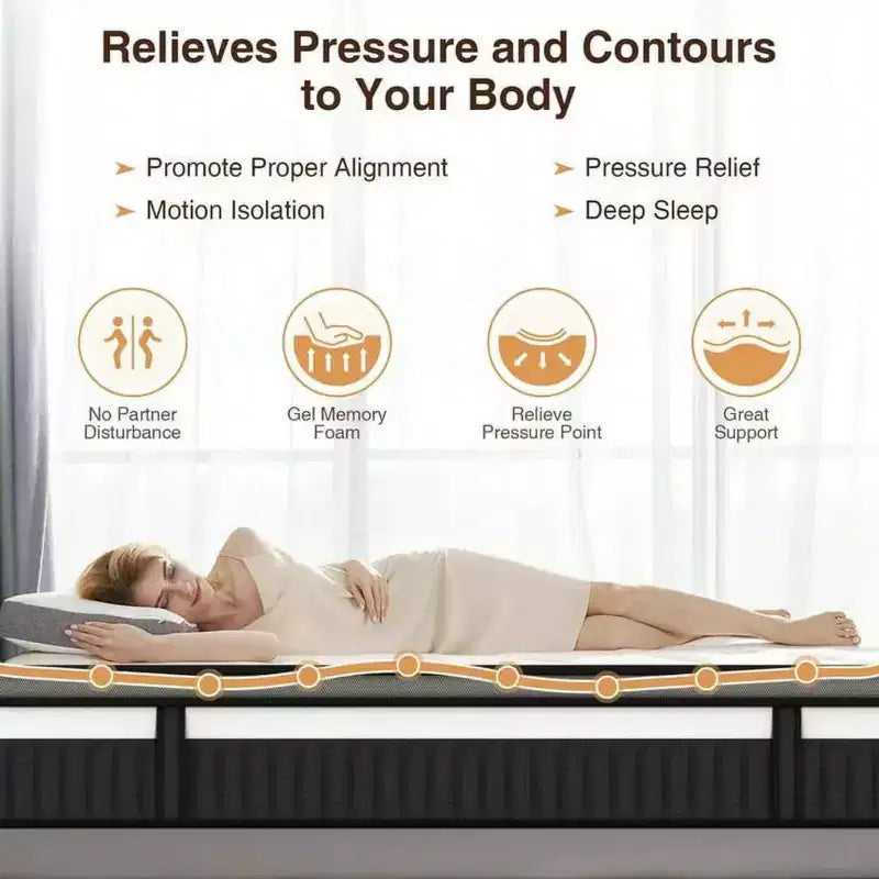 Matelas King Size, Matelas King de 35 cm en boîte, Matelas en mousse à mémoire de forme au gel pour des nuits fraîches, Confort et soutien pour soulager la pression
