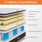 Matelas King Size, Matelas King de 35 cm en boîte, Matelas en mousse à mémoire de forme au gel pour des nuits fraîches, Confort et soutien pour soulager la pression