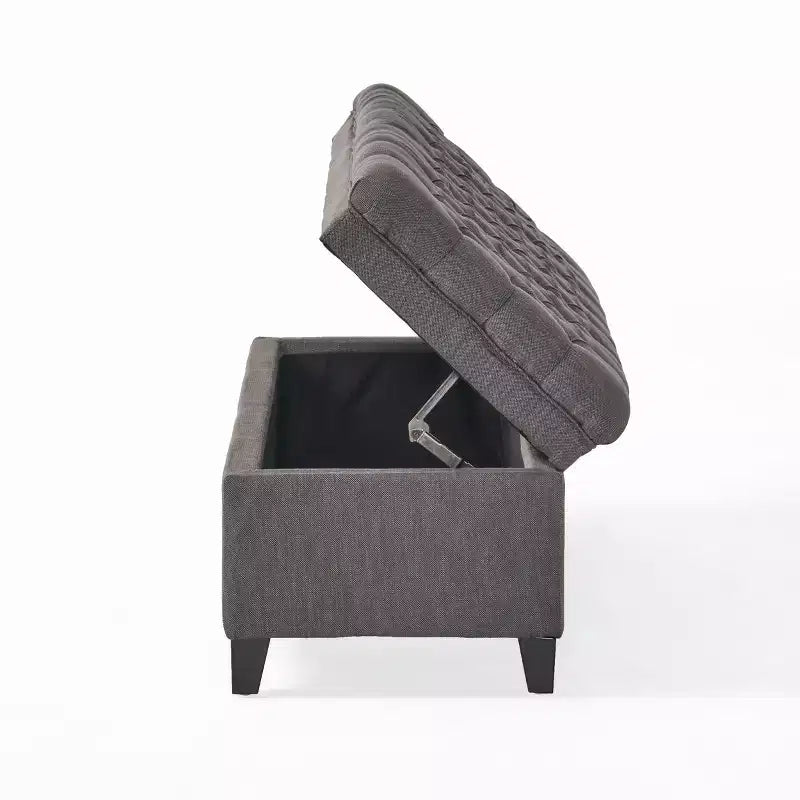 Banc d'entrée élégant Okak avec grande capacité de rangement, pouf de rangement avec assise rembourrée, banc de bout de lit pour salon