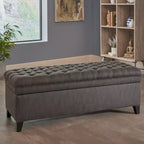 Banc d'entrée élégant Okak avec grande capacité de rangement, pouf de rangement avec assise rembourrée, banc de bout de lit pour salon