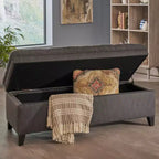 Banc d'entrée élégant Okak avec grande capacité de rangement, pouf de rangement avec assise rembourrée, banc de bout de lit pour salon