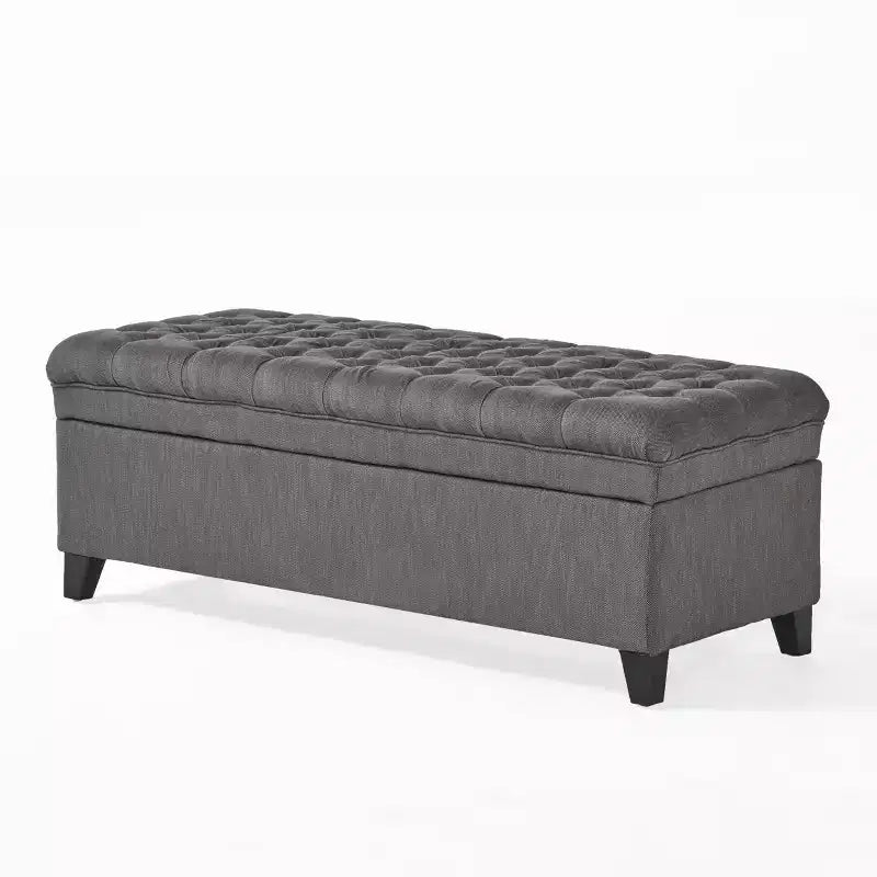 Banc d'entrée élégant Okak avec grande capacité de rangement, pouf de rangement avec assise rembourrée, banc de bout de lit pour salon