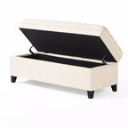 Banc d'entrée élégant Okak avec grande capacité de rangement, pouf de rangement avec assise rembourrée, banc de bout de lit pour salon