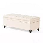 Banc d'entrée élégant Okak avec grande capacité de rangement, pouf de rangement avec assise rembourrée, banc de bout de lit pour salon