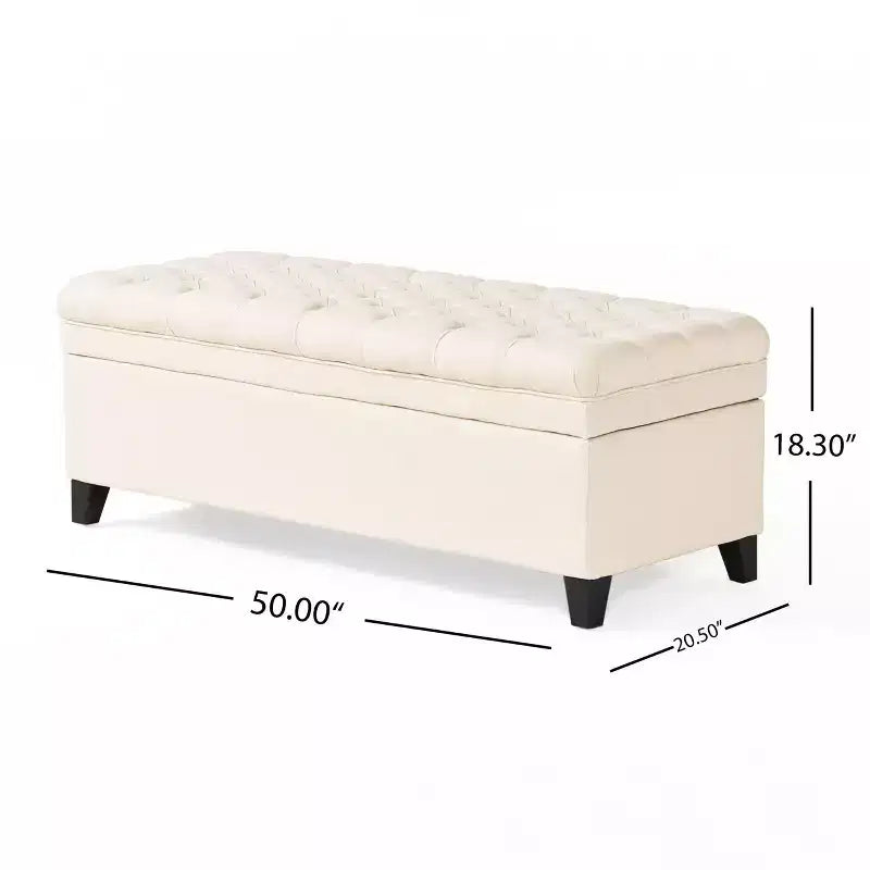 Banc d'entrée élégant Okak avec grande capacité de rangement, pouf de rangement avec assise rembourrée, banc de bout de lit pour salon