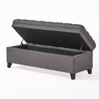 Banc d'entrée élégant Okak avec grande capacité de rangement, pouf de rangement avec assise rembourrée, banc de bout de lit pour salon
