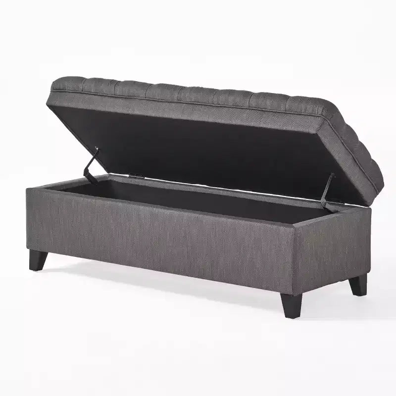 Banc d'entrée élégant Okak avec grande capacité de rangement, pouf de rangement avec assise rembourrée, banc de bout de lit pour salon