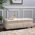 Banc d'entrée élégant Okak avec grande capacité de rangement, pouf de rangement avec assise rembourrée, banc de bout de lit pour salon
