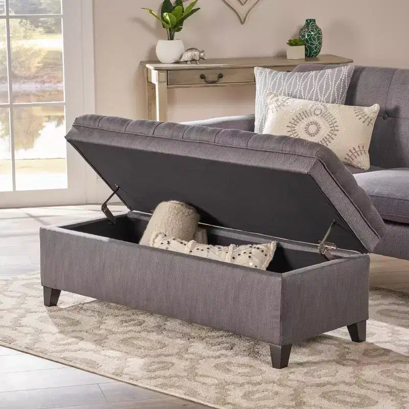 Okak Elegent Entryway Bench with Large Storage Capacity, Storage Ottoman with Padding Seat, End Of Bed Bench for Living Room