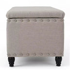 Pouffe de rangement moderne Okak avec clous décoratifs, banc avec grand espace de rangement, banc de bout de lit pour chambre à coucher, salon