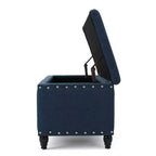 Pouffe de rangement moderne Okak avec clous décoratifs, banc avec grand espace de rangement, banc de bout de lit pour chambre à coucher, salon
