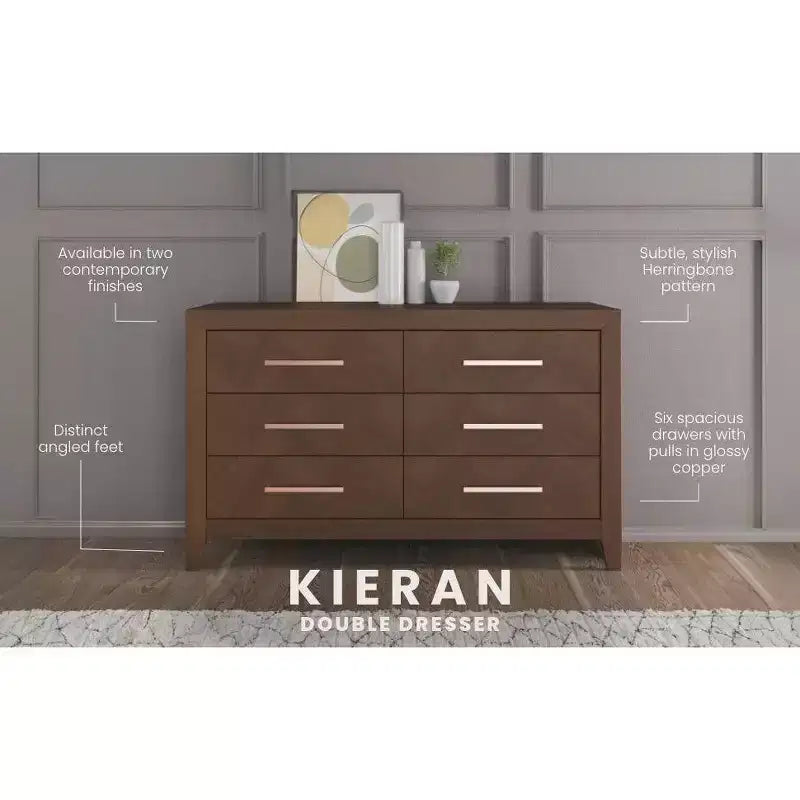 Commode à 6 tiroirs Kieran Child Craft pour chambre de bébé ou d'enfant, grand espace de rangement, kit anti-basculement inclus pour éviter le basculement, non toxique, finition sécuritaire pour bébé