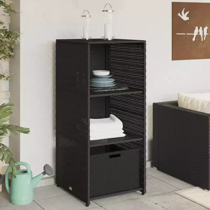 vidaXL Armoire de rangement de terrasse Organisateur d'outils Meuble d'extérieur en résine tressée