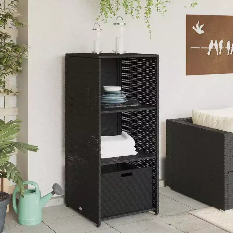 vidaXL Armoire de rangement de terrasse Organisateur d'outils Meuble d'extérieur en résine tressée