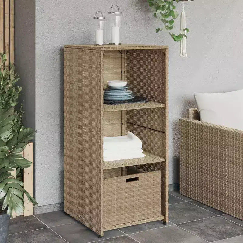 vidaXL Armoire de rangement de terrasse Organisateur d'outils Meuble d'extérieur en résine tressée