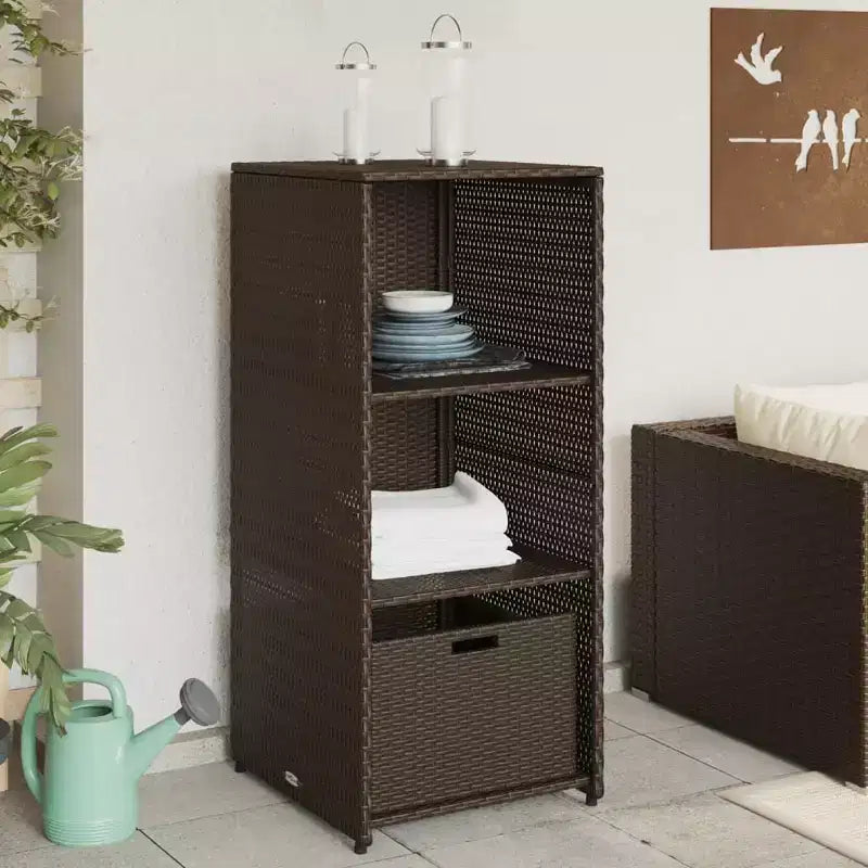 vidaXL Armoire de rangement de terrasse Organisateur d'outils Meuble d'extérieur en résine tressée