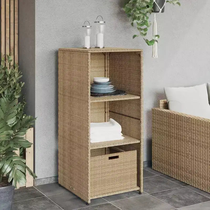vidaXL Armoire de rangement de terrasse Organisateur d'outils Meuble d'extérieur en résine tressée