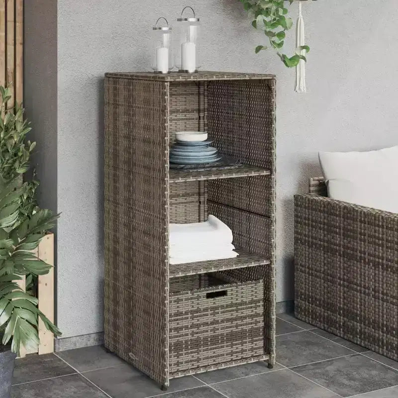 vidaXL Armoire de rangement de terrasse Organisateur d'outils Meuble d'extérieur en résine tressée