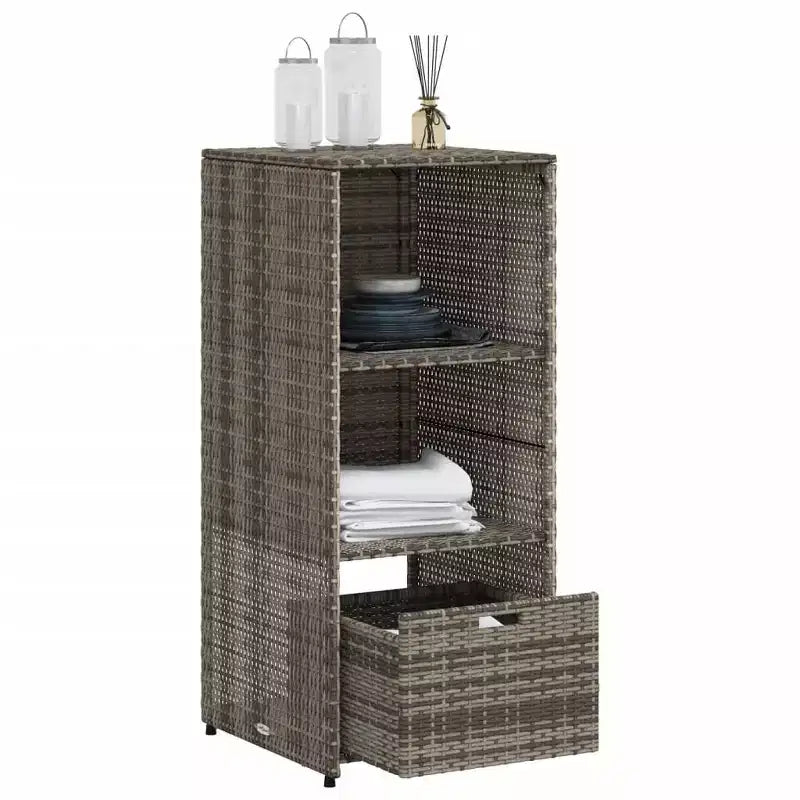 vidaXL Armoire de rangement de terrasse Organisateur d'outils Meuble d'extérieur en résine tressée