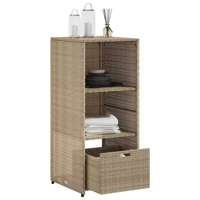 vidaXL Armoire de rangement de terrasse Organisateur d'outils Meuble d'extérieur en résine tressée