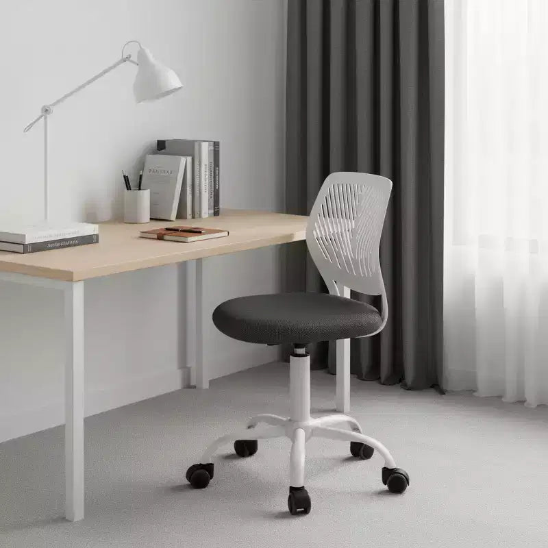 Chaise de bureau pivotante à roulettes, réglable en hauteur, HomeRoots, gris et blanc