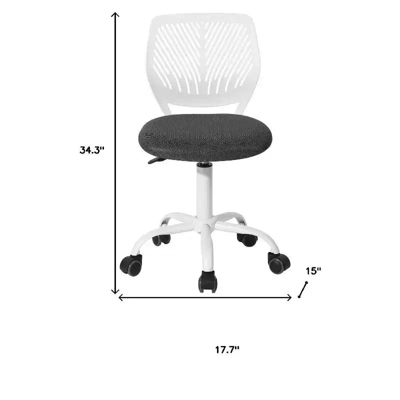Chaise de bureau pivotante à roulettes, réglable en hauteur, HomeRoots, gris et blanc