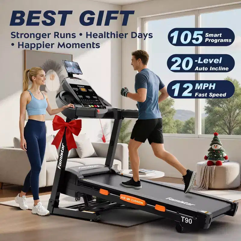5HP Folding Treadmill  20-Level Automatic Incline, 105 Preset Programs, 0.6512 MPH, App Control for Home Gym