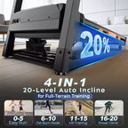 5HP Folding Treadmill  20-Level Automatic Incline, 105 Preset Programs, 0.6512 MPH, App Control for Home Gym