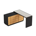 Table de toilette moderne extensible rotative en L Luck Live avec 6 tiroirs, coiffeuse réversible pour chambre à coucher