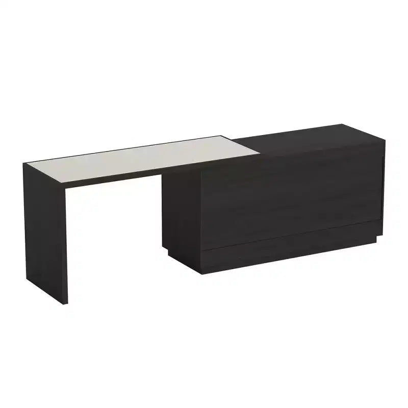 Table de toilette moderne extensible rotative en L Luck Live avec 6 tiroirs, coiffeuse réversible pour chambre à coucher