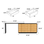 Table de toilette moderne extensible rotative en L Luck Live avec 6 tiroirs, coiffeuse réversible pour chambre à coucher