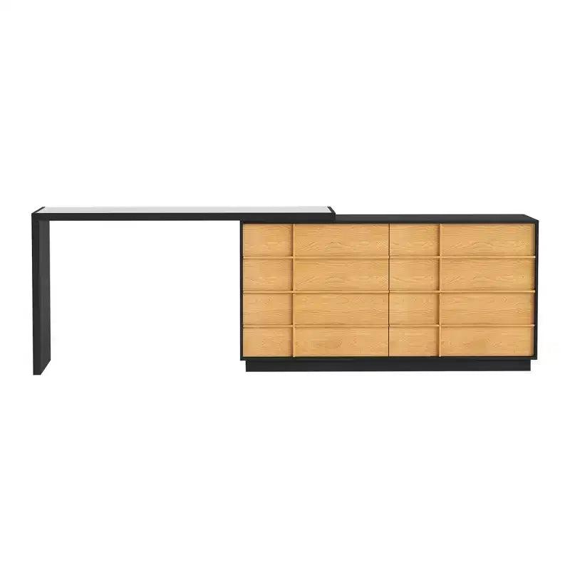 Table de toilette moderne extensible rotative en L Luck Live avec 6 tiroirs, coiffeuse réversible pour chambre à coucher