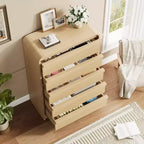 Commode à 5 tiroirs incurvée blanche, coffre en bois courbé pour chambre à coucher, salon et chambre d'enfant