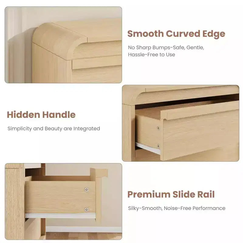 Commode à 5 tiroirs incurvée blanche, coffre en bois courbé pour chambre à coucher, salon et chambre d'enfant