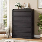 Commode à 5 tiroirs incurvée blanche, coffre en bois courbé pour chambre à coucher, salon et chambre d'enfant